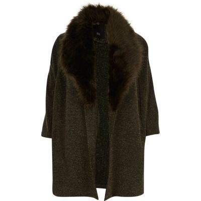 River Island Womens Plus Lurex Fur Collar Blazer