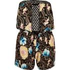 River Island Womens Floral Print Lace Bandeau Playsuit