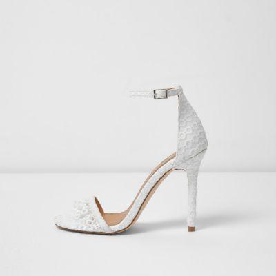 River Island Womens White Lace Barely There Sandals
