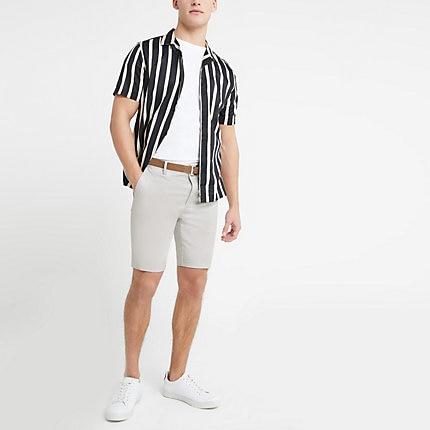 River Island Mens Skinny Belted Chino Shorts