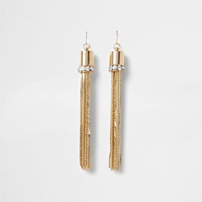 River Island Womens Gold Tone Tassle Dangle Earrings