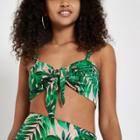 River Island Womens Palm Print Knot Front Bralet