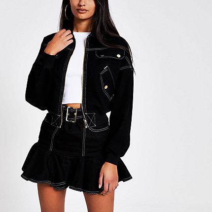 River Island Womens Contrast Stitch Cropped Bomber Jacket