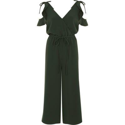 River Island Womens Frill Cold Shoulder Culotte Jumpsuit
