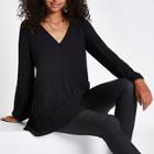 River Island Womens Button Plisse Hem Blouse