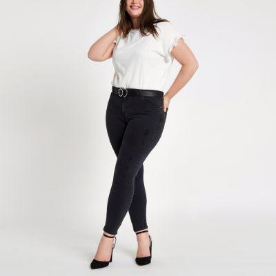 River Island Womens Plus Wash Alannah Mid Rise Skinny Jeans