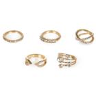 River Island Womens Gold Tone Embellished Ring Pack