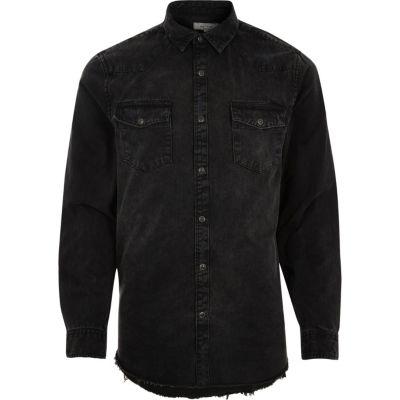 River Island Mens Ripped Denim Shirt