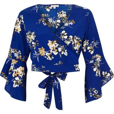 River Island Womens Floral Print Wrap Crop Top