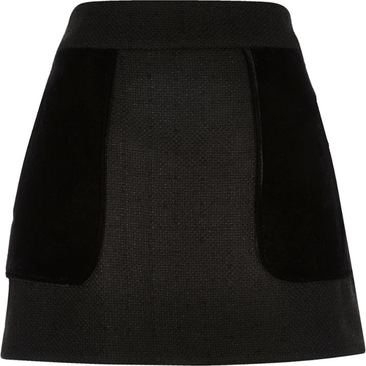 River Island Womens Velvet Pocket A-line Skirt