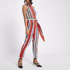 River Island Womens Stripe High Neck Jumpsuit