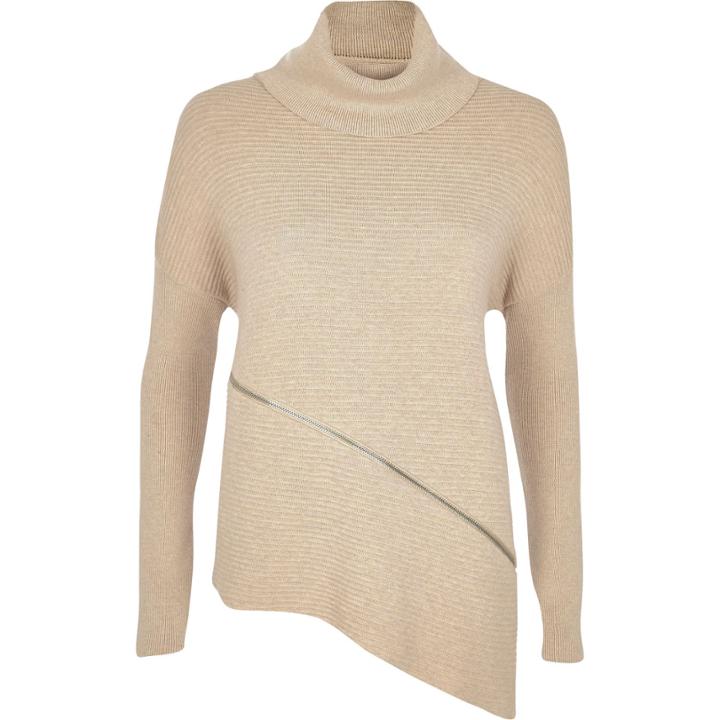 River Island Womens Slouchy Zip Trim Knitted Sweater