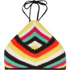 River Island Womens Crochet Stripe High Neck String Bikini