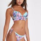 River Island Womens Floral Scallop Trim Bikini Top