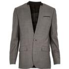 River Island Mens Collarless Wool-blend Slim Suit Jacket