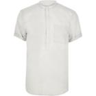 River Island Mens Linen-rich Grandad Collar Shirt