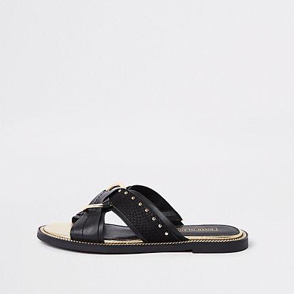 River Island Womens Cross Studded Sandals