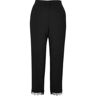 River Island Womens Lace Hem Tailored Pants