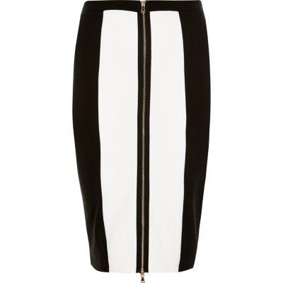 River Island Womens Ri Plus White Color Block Pencil Skirt