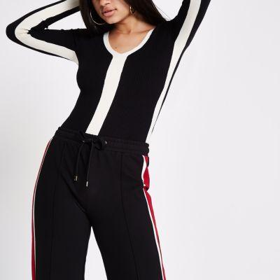 River Island Womens Knit Rib Colour Block Top