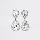 River Island Womens Silver Tone Diamante Drop Earrings