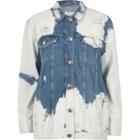 River Island Womens Cow Print Distressed Denim Jacket