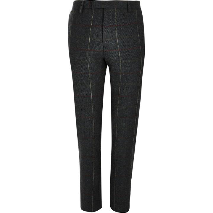 River Island Mensgreen Check Skinny Suit Trousers
