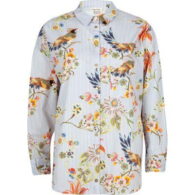 River Island Womens Stripe And Bird Print Shirt