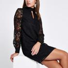 River Island Womens Lace Trim Long Sleeve Shift Dress