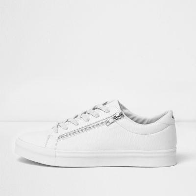 River Island Menswhite Croc Zip Trainers