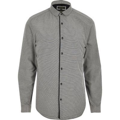River Island Mensgrey Penny Collar Smart Slim Fit Shirt