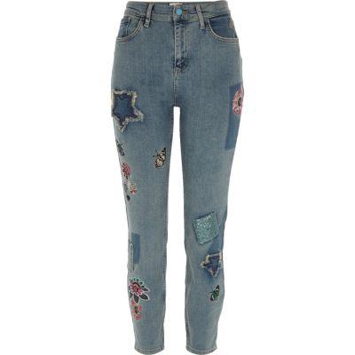 River Island Womens Lori Sequin Floral Skinny Jeans