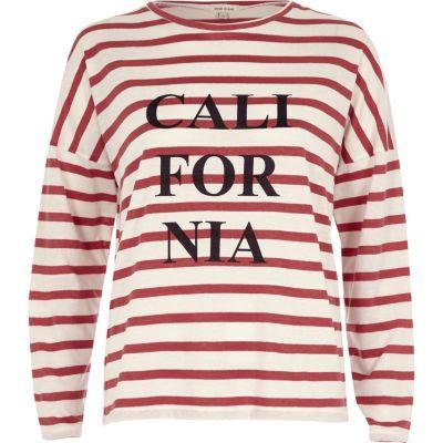 River Island Womens Stripe California Print Top