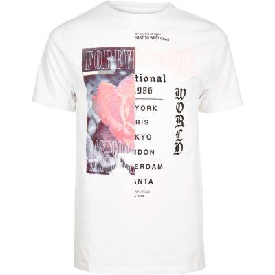 River Island Mens White Print Band T-shirt