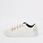 River Island Womens White Ri Embossed Lace-up Trainers