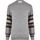 River Island Mens Textured Knit Contrast Sleeve Sweater