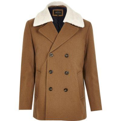 River Island Mens Smart Wool-blend Double Breasted Coat