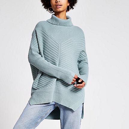 River Island Womens Knitted Rib Roll Neck Jumper