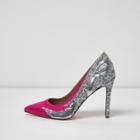 River Island Womens Sequin And Glitter Court Shoes