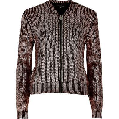 River Island Womens Metallic Knit Bomber Jacket
