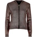 River Island Womens Metallic Knit Bomber Jacket