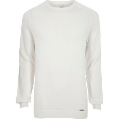 River Island Mens Ribbed Panel Slim Fit Jumper
