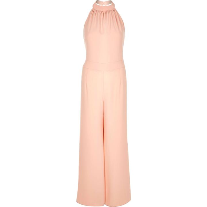 River Island Womens Satin Crepe Halter Neck Jumpsuit