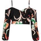 River Island Womens Floral Polka Dot Wrap Crop Top