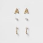 River Island Womens Gold Plated 'a' Cubic Zirconia Stud Multipack