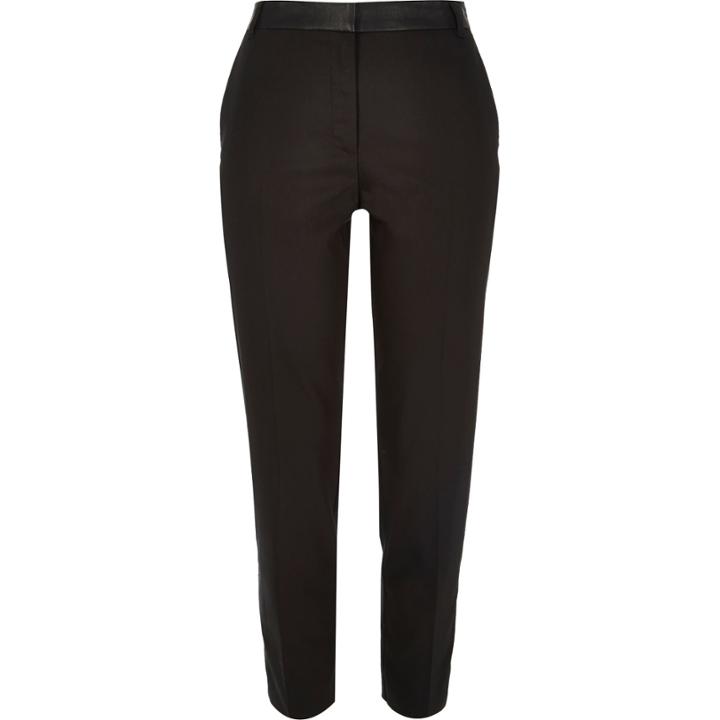 River Island Womens Leather-look Waist Slim Trousers
