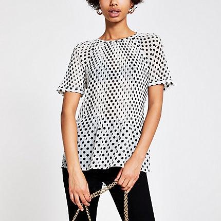 River Island Womens Spot Print Plisse Top