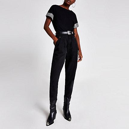 River Island Womens Embellished Cuff Short Sleeve T-shirt