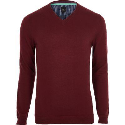 River Island Mens Cashmere Blend V Neck Sweater
