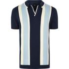 River Island Mens Stripe Slim Fit Revere Knit Polo Shirt